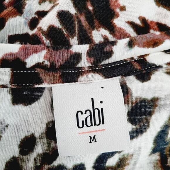 CABI Boxy Asymmetric Hem Soft Short Sleeve Leopard T-shirt Top Sz M - Picture 8 of 8